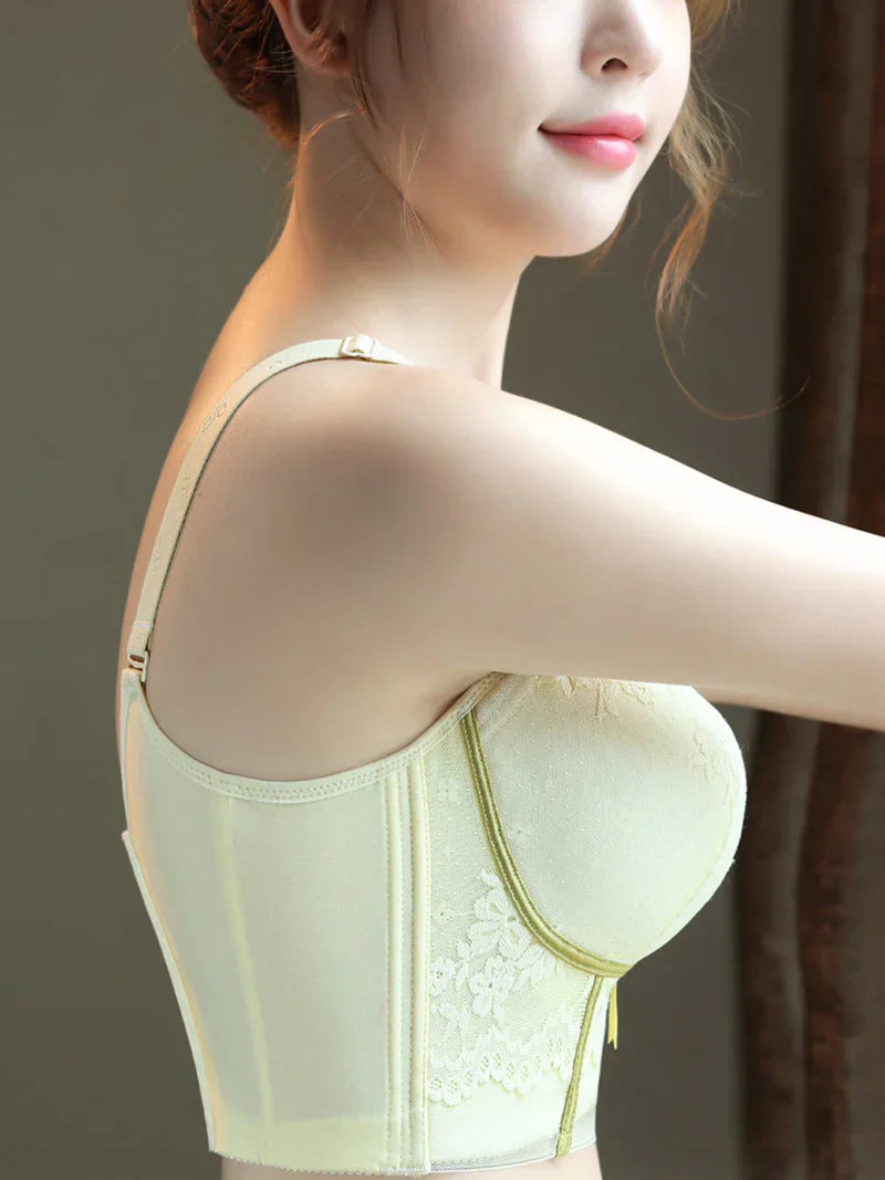 Pack of 3 V-Neck Lace Wireless Side Support Bra