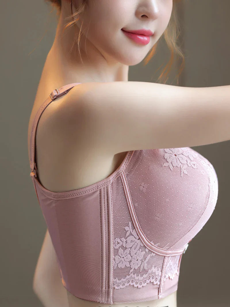 Pack of 3 V-Neck Lace Wireless Side Support Bra