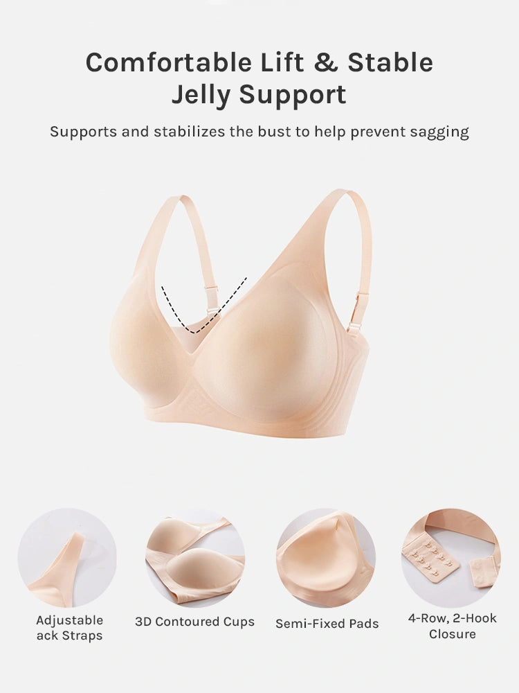 Pack of 3 Jelly Wireless Seamless Deep-V Push-Up Bra
