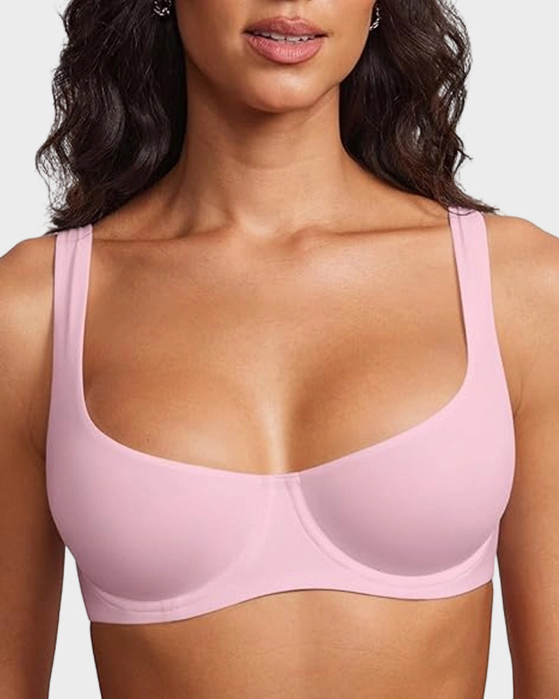 Pack of 3 Underwire Support Seamless Unlined Balconette Bra
