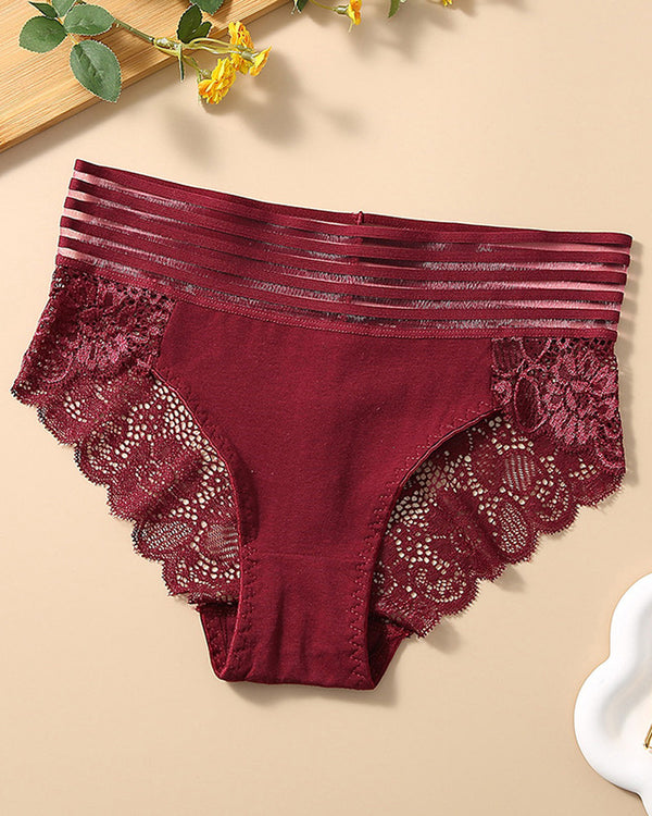 PACK OF 6: Women's Sexy High Waist Tummy Control Seamless Flower Lace Breathable Panties